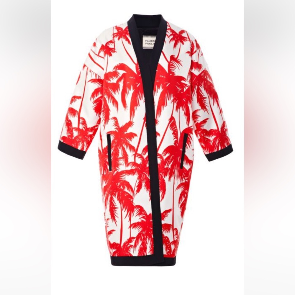 fausto puglisi
Red and White Palm Tree Silk Coat